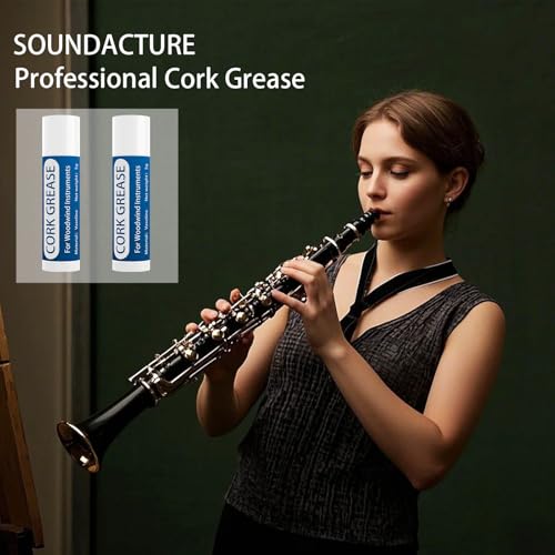 SOUNDACTURE 2PCS Cork Grease for Clarinet, Saxophone, Alto Sax, Woodwind Instrument Maintenance, Lubricant for Cork Joints, Easy-to-Use Grease Tube for Woodwind Care