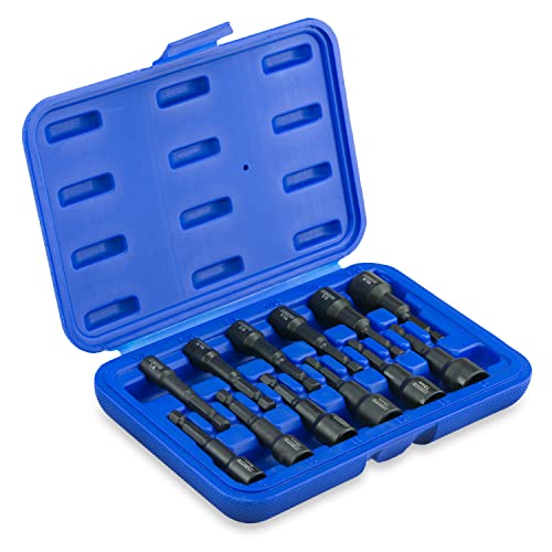 Neiko 10250A Magnetic Hex Impact Nut Driver Set, 12-Piece Driver Bit Set For Drill, Cr-V Steel, 1/4" Quick-Change Hex Shank Nutsetters, Impact Rated Sae & Metric Master Impact Driver Socket Set #TOP5