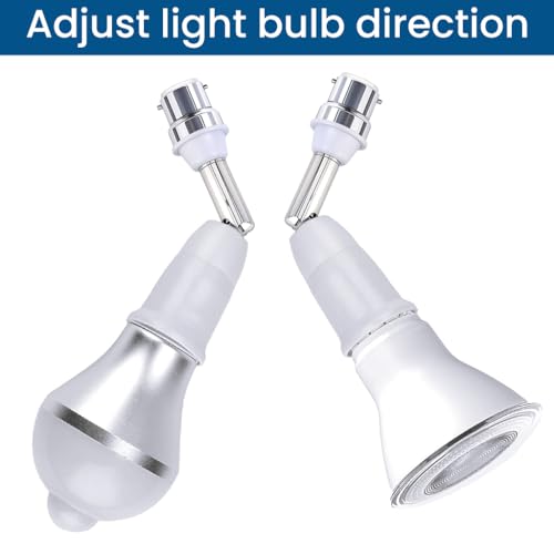 Image of ELEPHANTBOAT 2 Pcs B22 to E27 Light Socket Converter Extender, Flexible 360 Rotatable Adapter for B22 to E27 Bulb, Bulb Lamp Holder Extender Holder Socket Fit for LED, CFL