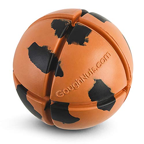 Goughnuts – Virtually Indestructible Ball - Guaranteed Dog Chew Toys for Aggressive Chewers Like Pit Bulls, German Shepherds, and Labs from 30-70 Pounds - Tough and Durable Natural Rubber - Orange