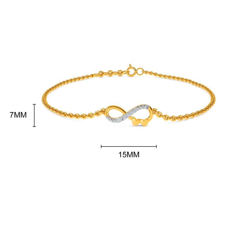 Image of KISNA 14KT|18KT BIS Hallmark Pure Gold Infinity bracelets For Women Size -7