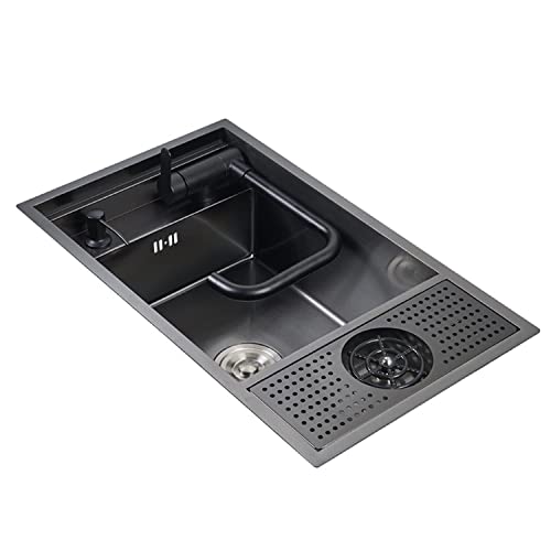 Évier de cuisine 21,7 pouces simple bac compact avec rince-verre - 2