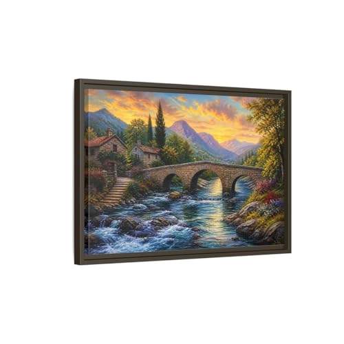 Tableau paysage de montagne au coucher du soleil pour grand salon traditionnel