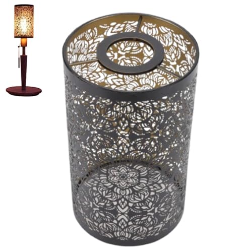 2Pcs Metal Lamp Shade Small, Bedside Table Lamp Shade Vintage Black Decorative Lamp Shades for Bedroom Living Room Office