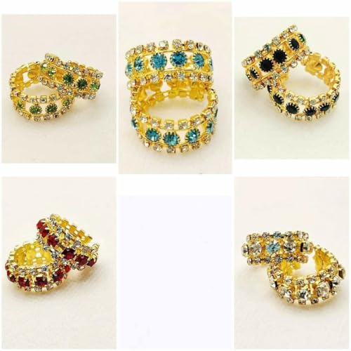 Image of laddu Gopal Stone Bangle Kade Set of 4 Pair Multicolour Diamond Design Kada for Laddu Gopal, Bal Gopal, Krishna Ji & All God Idol Decoration Accessories (Medium)