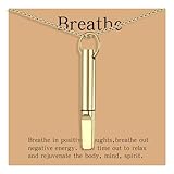 hooppoo Quit Smoking Necklace, Anxiety Relief Breathing Inhaler with Essential Oil Pad - Aromatherapy Diffuser Pendant for Smokers, Stainless Steel Necklace for Women & Men (Gold)