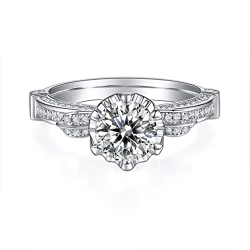Anneaux de mariage en moissanite 1 carat et argent 925 avec 6 claws pour femme