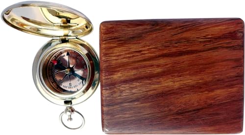 Brújula de Bolsillo de Latón - Epstein London - Brújula de Bolsillo con Caja de Madera Dura miniatura 4