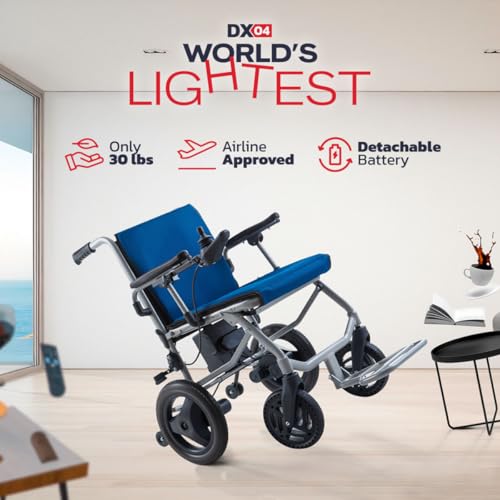 Image of Rubicon DX04 World's Lightest 30 lbs Foldable Electric Wheelchair - Portable Travel Power Chair - Airline Approved - Compact Lightweight Mobility Chair for Adults - 10 Mile Range (Model4)