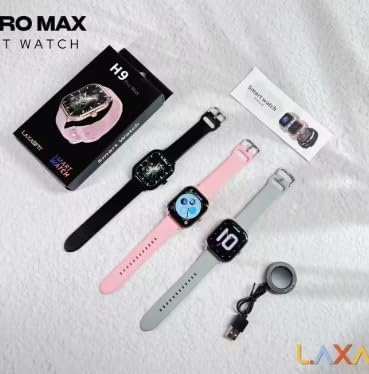 Contents of the H9 PRO MAX Smart Watch box, including the watch, charging cable, and user manual
