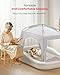 QPAU Inflatable Toddler Travel Bed with Tent, Baby Crib Tent, Portable Kids Air Mattress with Safety Bumpers, Ideal for Home, Grandma's, Camping, Traveling -Includes Fast Electric Pump (Grey)