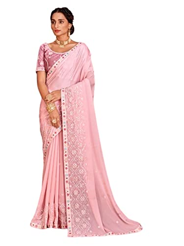 Sari indien de mariage en soie unie chic, tenue traditionnelle de fête 3859
