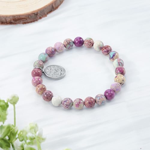 MollyQueen Virgin Mary Rosary Bracelet for Women Catholic Gifts Virgin Mary Bracelet Natural Stone Jewelry Gifts4