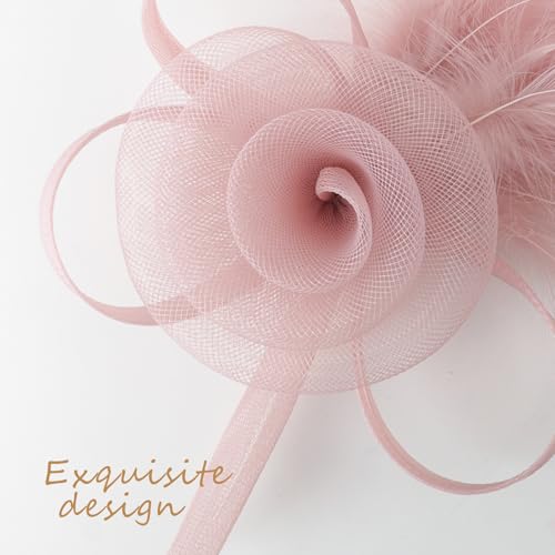 Image of DRESHOW Fascinators Hats for Women Tea Party Fascinator Hats Vintage 50s Headwear Cocktail Wedding Church Derby Hat