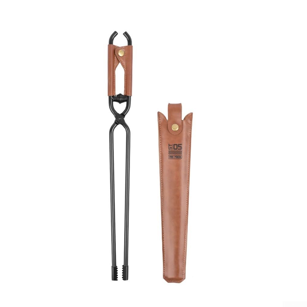 HEBEOT Fireplace Tongs Camping Fire Poker Outdoor Picnic Camping Anti-scald Carbon Steel Fire Poker Heavy Duty Fire Tongs 44 * 4 * 1.75cm
