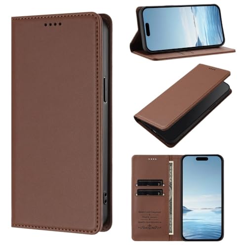 Étui Samsung Galaxy A54 5G marron en cuir uni à rabat magnétique
