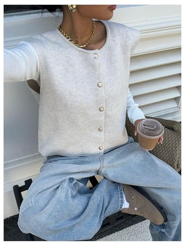 Verdusa Old Money Button Down Sleeveless Sweater Vest Tops Cozy Cardigans Trendy Tops for Women 20253