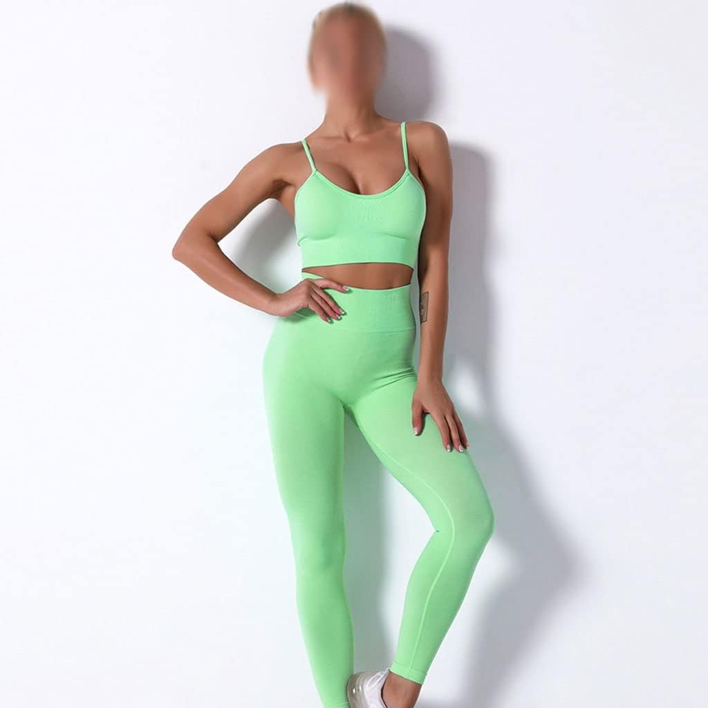 Seamless Yoga Set Gym Clothing Workout Clothes for Women Tracksuit High Waist Sport Outfit Fitness Suit 2 Pieces (Color : Gray, Size : Small)