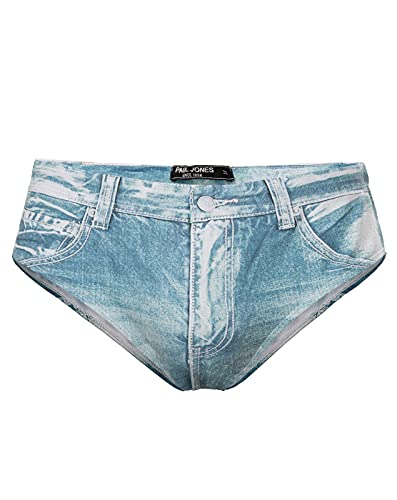 Pj Paul Jones Men's Sexy Swimwear Swim Briefs Denim Print Shorts Swimsuit Light Blue Xl #TOP2