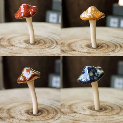 Kathson 6 Piece Garden Mushrooms - Ceramic Mushroom For Yard, Fairy Garden Stakes Lawn Ornament Plants Stakes Accessories Pottery Ornament 4.52 Inch In Height  thumb #4