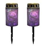 Uorisanigo Luci solari viola rosa per cimitero tomba decorazione 2 pezzi