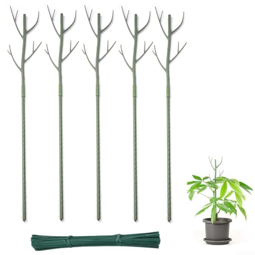Stapelbares Pflanzenstecker Set mit 5 Stück und 25 Kabelbindern für verstellbare Höhe und stabile Pflanzenunterstützung in Innen- und Außengärten