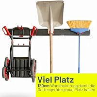 Pallit BRACKET-S Besenhalterung Wand Set (3 Schienen + 6 Haken) Gerätehalter Schwarz Schwerlast Wandhalterung für Gartengeräte, Besen & Sackkarren – Ideal für Garage und Schuppen – Ansicht 5
