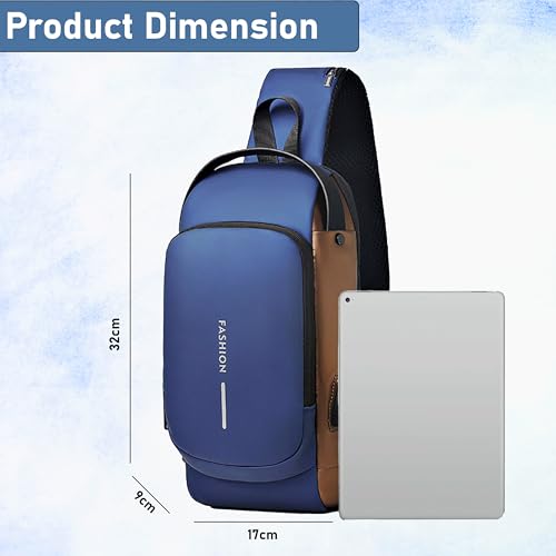 Image of DAHSHA Sling Bag for Men Stylish Crossbody Backpack for Men & Women, Anti-Theft Chest Bag with USB Charging Port, Messenger Bags, Casual Shoulder Bag (17 x 9 x 32 Cm)