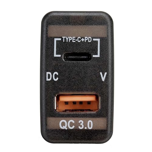 Cargador Coche Tipo-C PD QC3.0 USB dual voltímetro tablero para Prado 4X 7