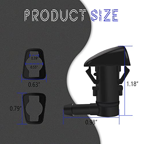 Middrivr Front Windshield Washer Nozzles, Wiper Washer Nozzle Spray Jet Replacement for Jeep, Chevy, Pontiac, Saturn Replaces: #55157323AA, 55157352AA, 55372143AB, 68260443AA, 55079049AA, 15247800