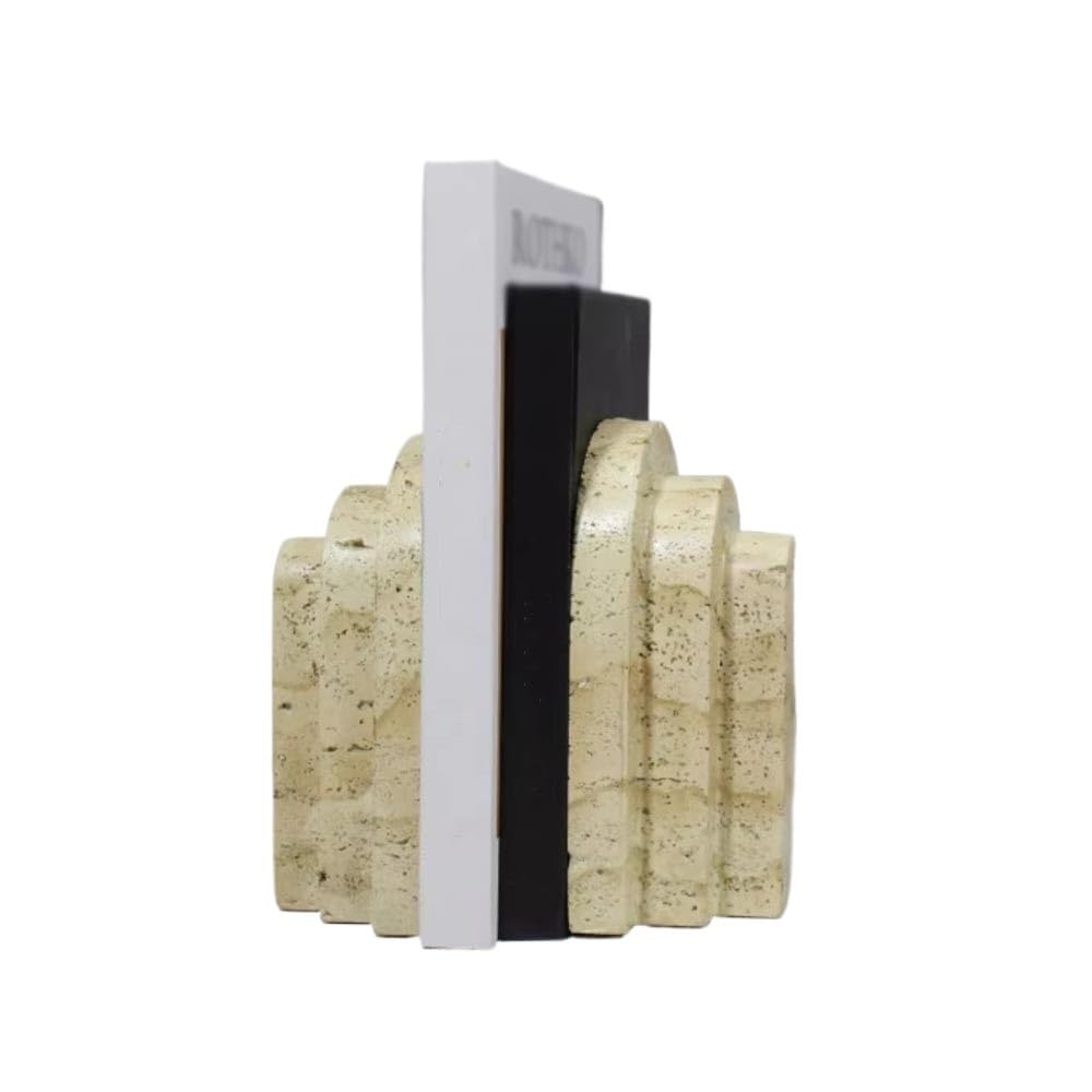 Shelves Minimalist Bookends Travertine Cascading Desk Top Decorations for Library Office Book Support
