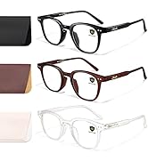 livho 3 pack Fashion Acetate Round Blue Light Blocking Glasses for Women Men, Computer Gaming Gla...