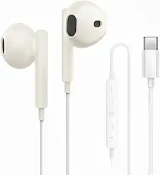 Fone De Ouvido Com Fio Tipo C com Microfone Integrado Áudio Redução de Ruido Cor Branco
