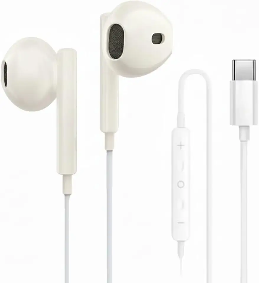 Fone De Ouvido Com Fio Tipo C com Microfone Integrado Áudio Redução de Ruido Cor Branco