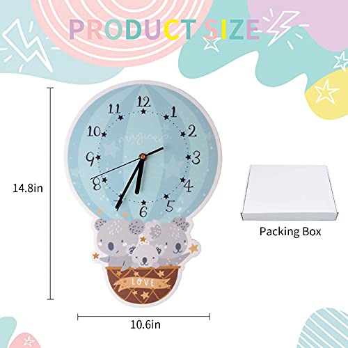 Koala Wall Clock For Kids, Silent Wall Clock With Battery Operated For Girls And Boys Bedroom Playroom Living Room, Cartoon Analog Clock For Teaching And Learning Cute Morandi Color Kids Room Decor. #TOP5