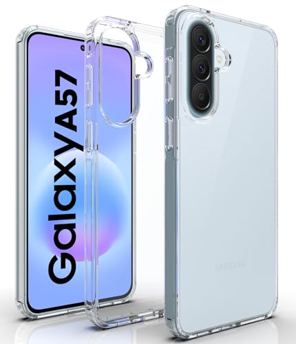 RIGGEAR Shockproof Clear Hybrid Armor Back Cover Case Compatible with Samsung Galaxy A57 5G (Transparent PC and TPU Bumper)