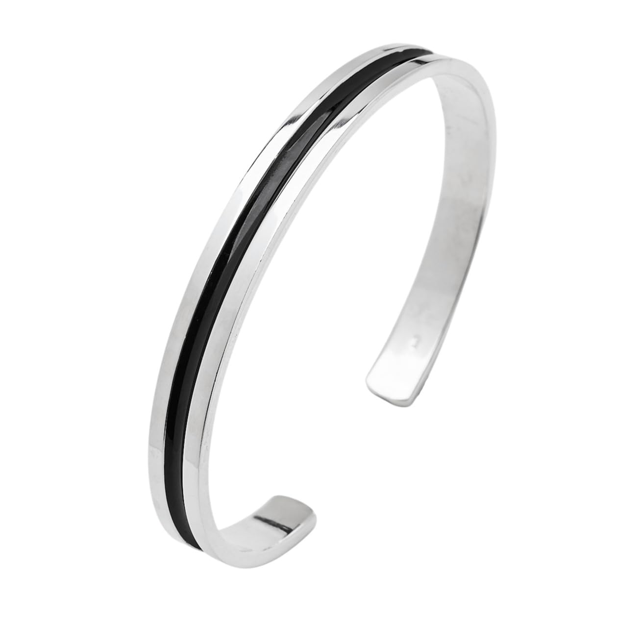 TreasureBayHandmade - Brazalete de plata de ley 925 maciza para hombre, 7 mm, pulsera de plata de una sola línea para hombre