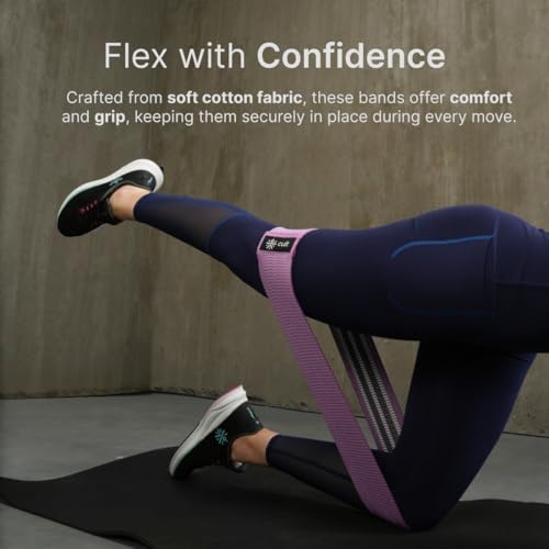 Image of Cult Hip Resistance Bands for Workout - Pack of 3 (Pink, Purple & Green) | Non-Slip Fabric Exercise Bands for Women & Men | Heavy Duty Glute, Thigh & Leg Bands | Up to 50 LBS Resistance