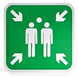 Vunanvu Señal Punto de Encuentro, Señal Punto de Reunion de Aluminio 30x30cm, Señales de Evacuación Puntos de Encuentro Exterior resistente a la Intemperie, Altamente Reflectante, Protección UV