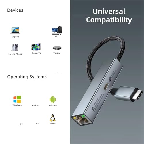 Adaptateur Type C vers Ethernet pour connexion RJ45 stable et charge continue PC - 3