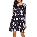 Dongpai Women's Ugly Christmas Santa Claus Print Party Dress Casual Holiday Long Sleeve A Line Dress