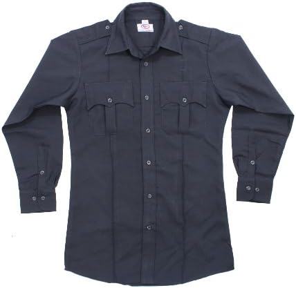 First Class 100% Polyester Long Sleeve Men's Uniform Shirt Navy Blue