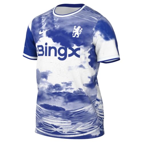 Image of Chelsea FC Nike Dri-Fit Football Pre-Match Top for Men, White/Bright Blue/White, II3120-101, S