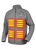 PTAHDUS Men's Heated Fleece Jacket with Battery Pack Included, Heated Winter Coat with Hand Warmer Pocket (Heather Grey, XX-Large)