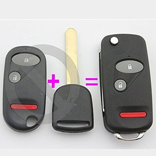 Replacement 3 Buttons Flip Remote Uncut Smart KEY Case Shell for Honda Accord Civic Cr-v Element Pilot Blank Blade Fob No Chip