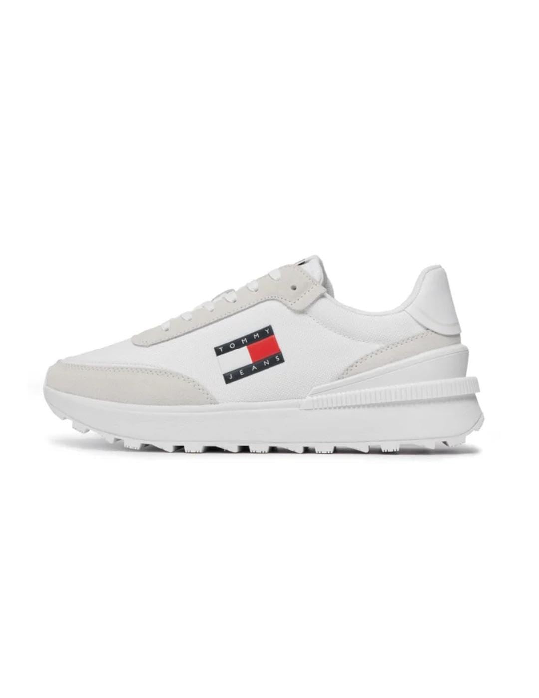 Tommy Hilfiger Zapatillas para Hombre Runner Sneaker Zapatillas de Deporte, Blanco (White), 41
