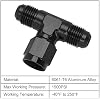 EVIL ENERGY 6AN Male Tee Fitting Adaptor with AN6 Female Swivel on Side Black