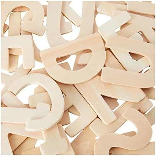 Large Uppercase Letter Art Stencils Wooden Alphabet for Kids Craft Set of 60 Drawing Templates
