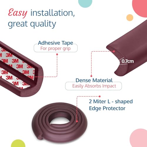 Image of Zeccorp 2-Meter Baby Safety Edge & Corner Guard, Flexible & Durable Baby Safety Edge & Corner Guard - Soft Cushion Protector with Adhesive Tape - Ideal for Home, Nursery, and Playroom (Brown 2-Meter)