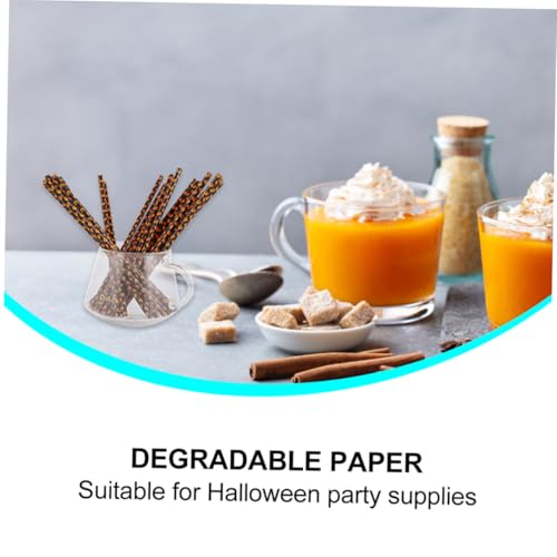 Abaodam 125 pitillos de papel negro con diseño de calabaza degradable miniatura 6